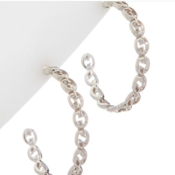 Gucci18K White Gold Interlocking GG Hoop Earrings